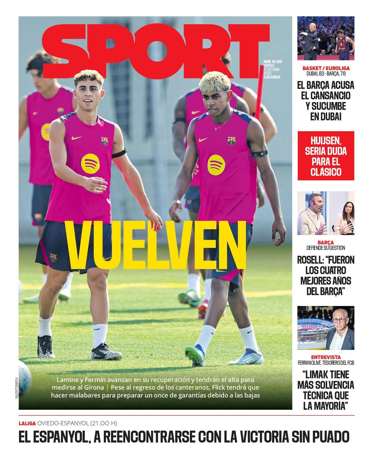 La portada SPORT de este viernes