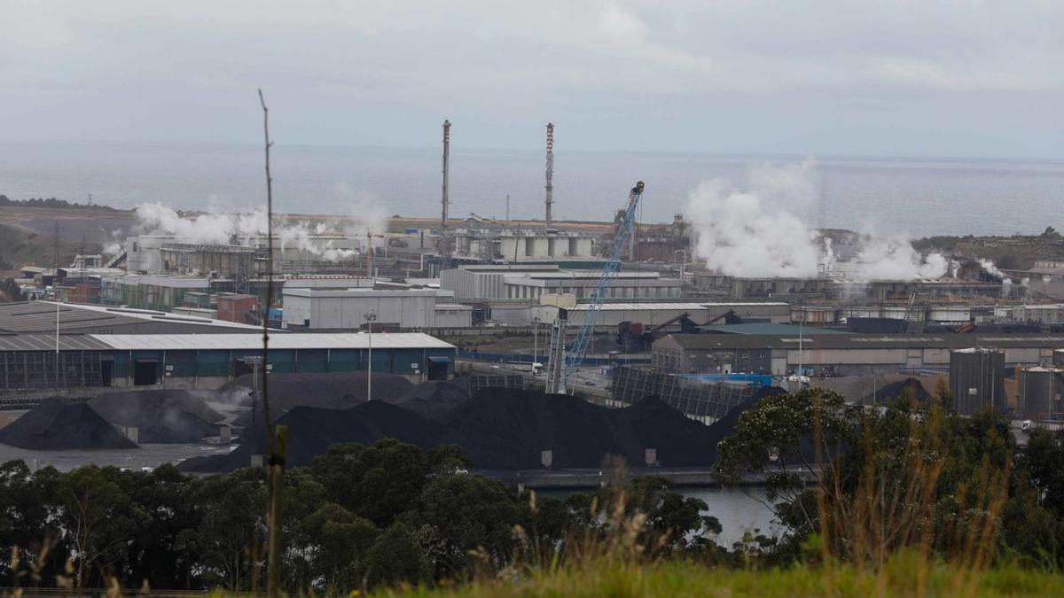 Las instalaciones de Asturiana de Zinc (Azsa) en San Juan de Nieva. | MARA VILLAMUZA