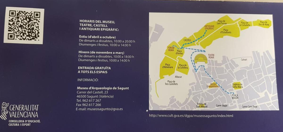 Folleto desfasado, con un plano antiguo de la entrada al Castillo.