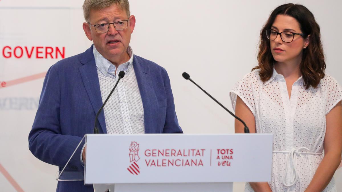 El president de la Generalitat, Ximo Puig, durante la rueda de prensa en la que se han presentado las conclusiones del Seminari de Govern - Estiu 2022