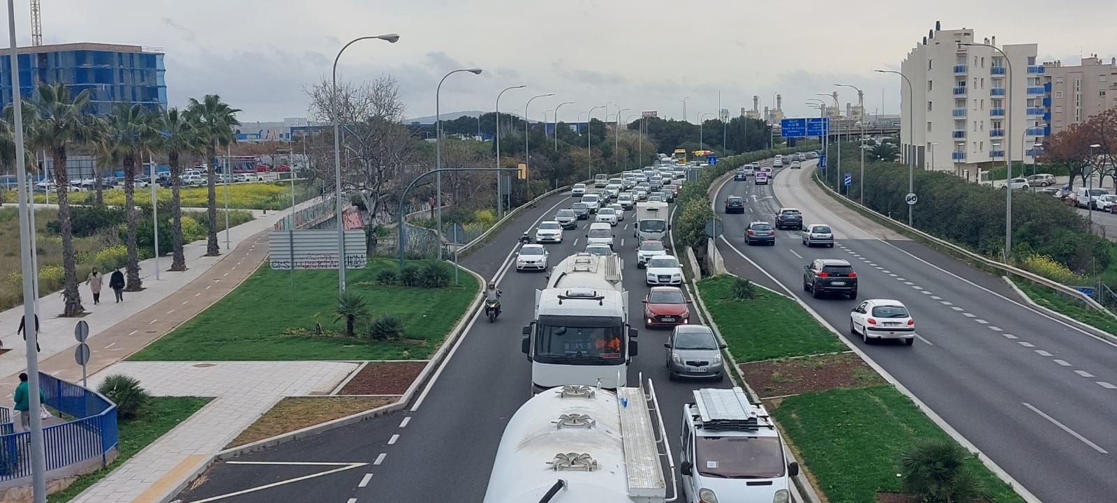 Protesta de transportistas en Palma