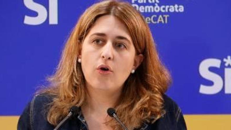 La coordinadora del PDeCAT, Marta Pascal, ahir en roda de premsa.