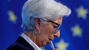 La presidenta del BCE, Christine Lagarde, tras una reunión de la institución en febrero de 2022.