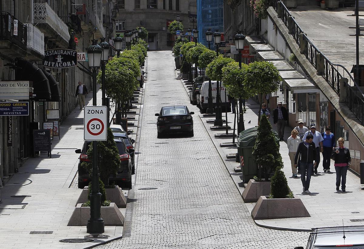 Vista de la Rúa Carral en 2014.