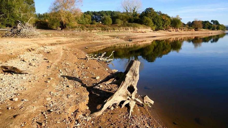 Zona seca del embalse de Cecebre el pasado sábado.