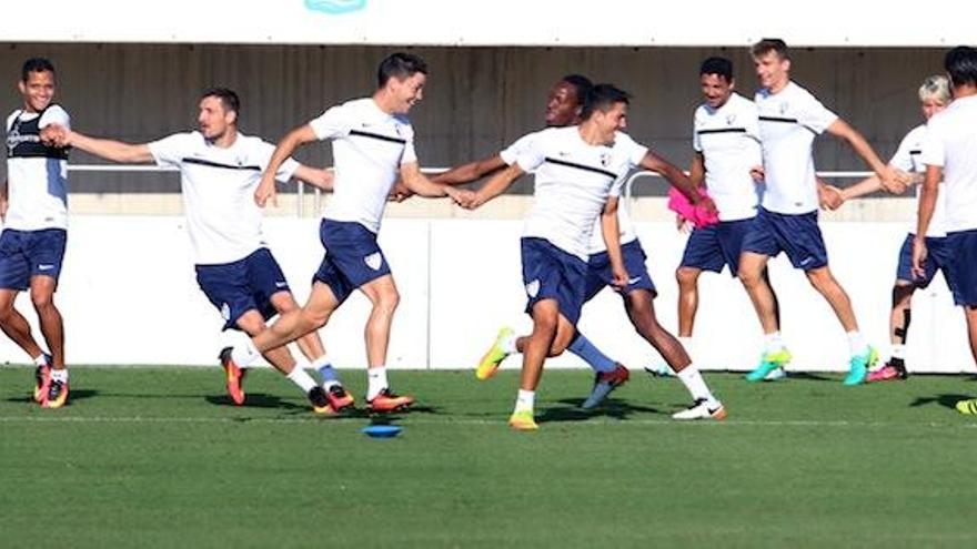 Una imagen del entrenamiento del Málaga CF de ayer.