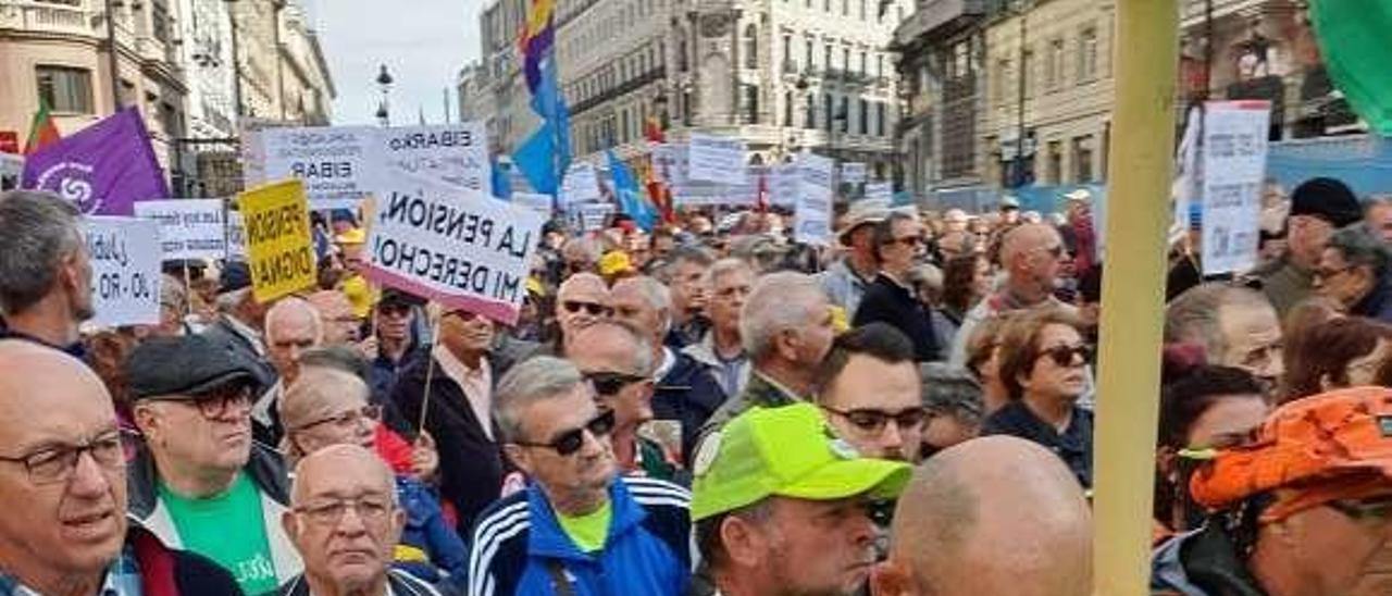 Victoria Portas, ayer en la marcha de pensionistas en Madrid. // FdV