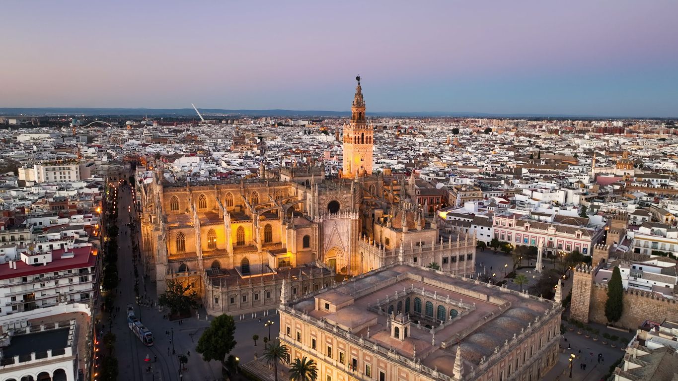 Vista áerea de la catedral de Sevilla