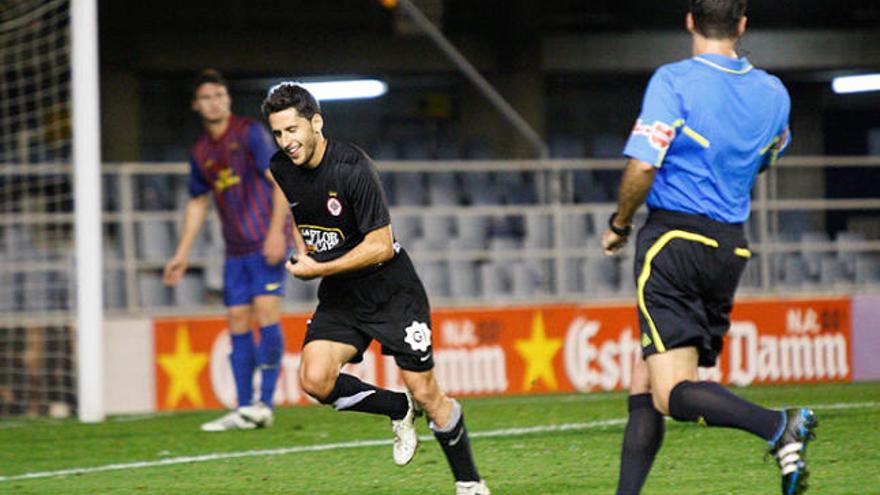 Coro celebra el seu setè gol a la Lliga, dissabte passat al Miniestadi.