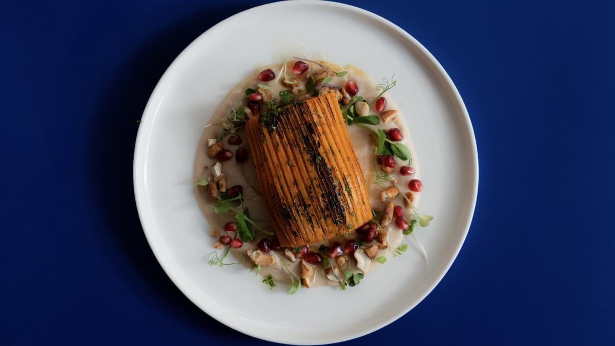 La calabaza laqueada con crema de alubias blancas de María del Río.