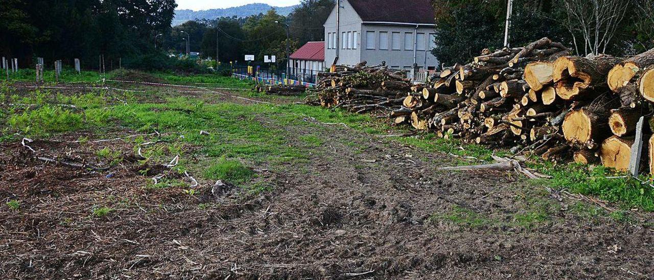 Terrenos recientemente desbrozados en A Rúa donde se proyecta un CAR y un área comercial.