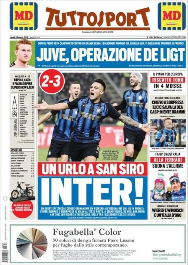 Portada de Tuttosport del 18 de marzo