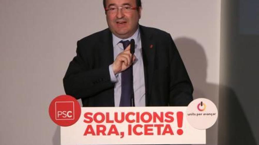 Miquel Iceta, durant l&#039;acte que va celebrar ahir.