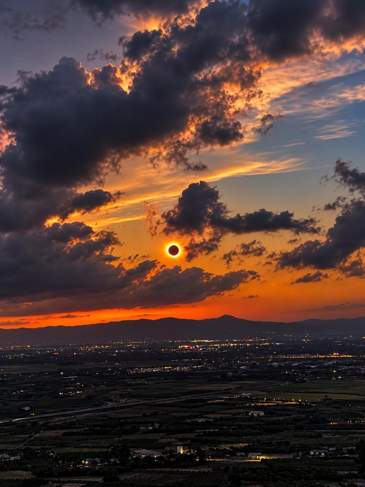 Vista del eclipse desde la montaña de Cullera.