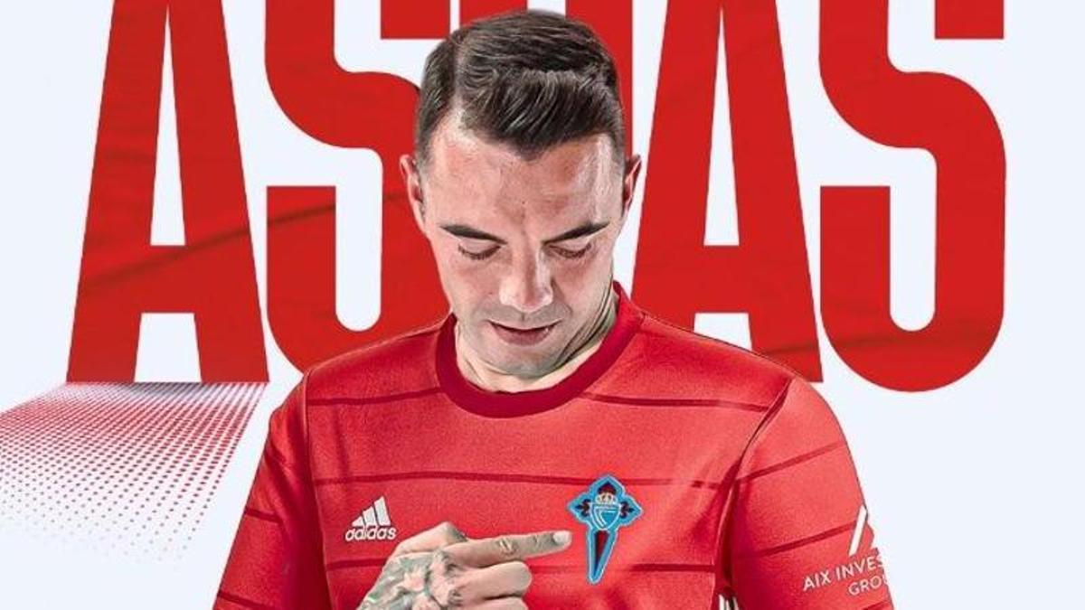 Aspas posa con la nueva camiseta del Celta de Vigo