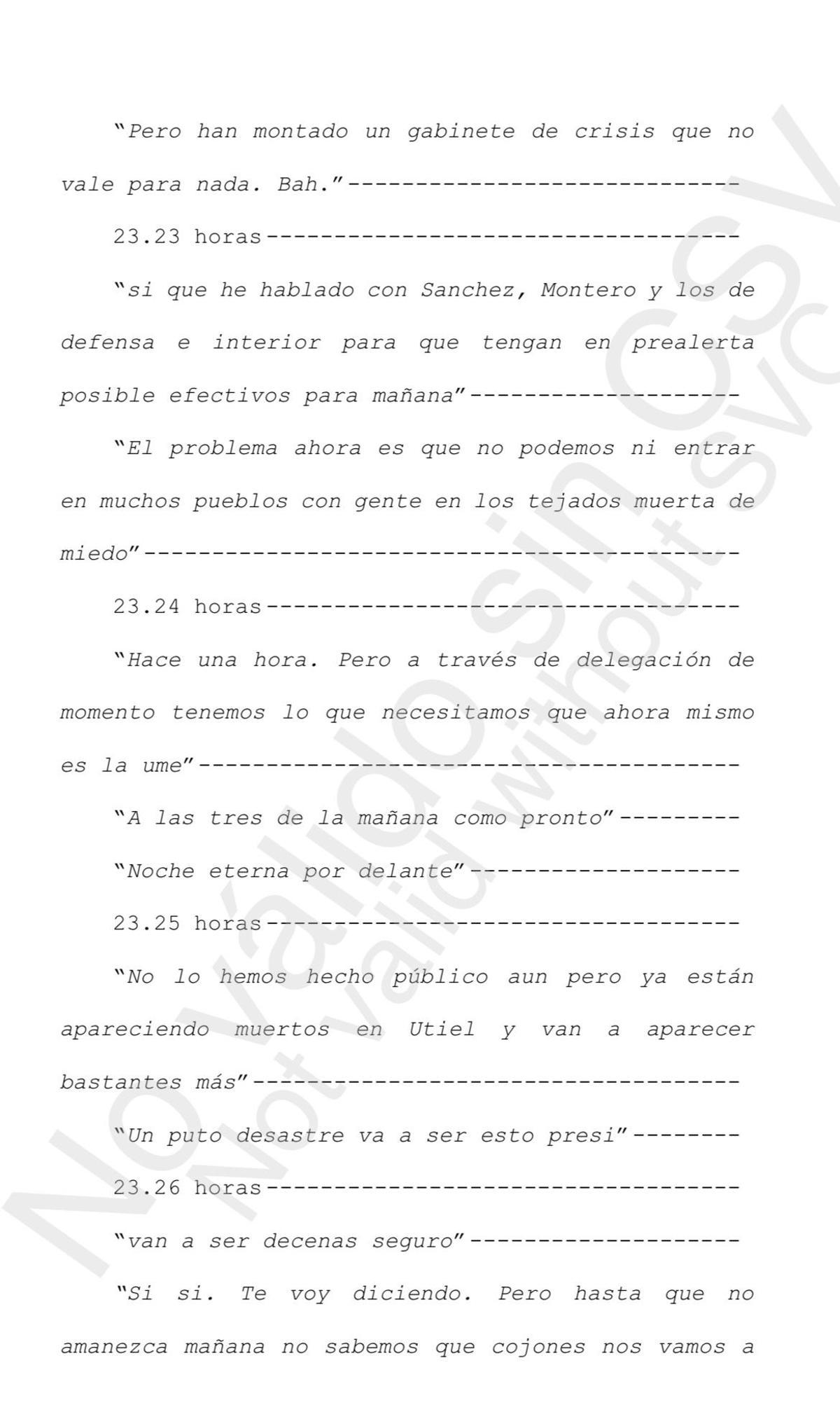 Intercambio de mensajes entre Mazón y Feijóo el día de la dana aportados por el presidente del PP a la jueza de Catarroja.