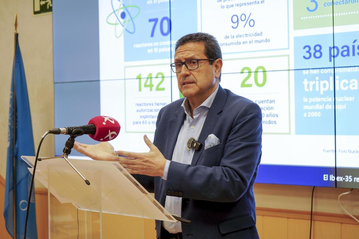 Antonio González, director técnico de Foro Nuclear, este miércoles en la Central de Almaraz.