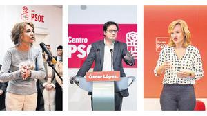 Els tres ministres que desembarcaran en el mapa autonòmic: María Jesús Montero (Andalusia), Óscar López (Madrid) i Pilar Alegría (Aragó). |  JUAN DE DIOS ORTIZ / DIEGO RADAMÉS / JAVIER BLASCO