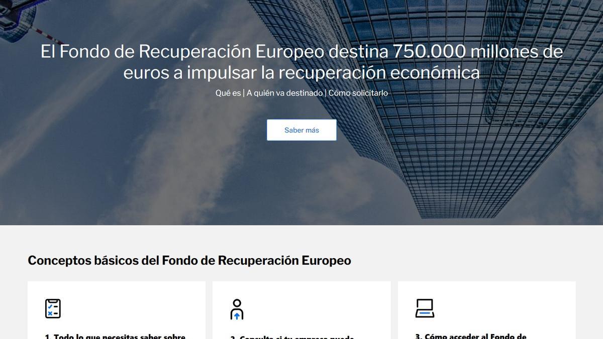 Aspecto de la nueva web de Banco Sabadell sobre fondos europeos.