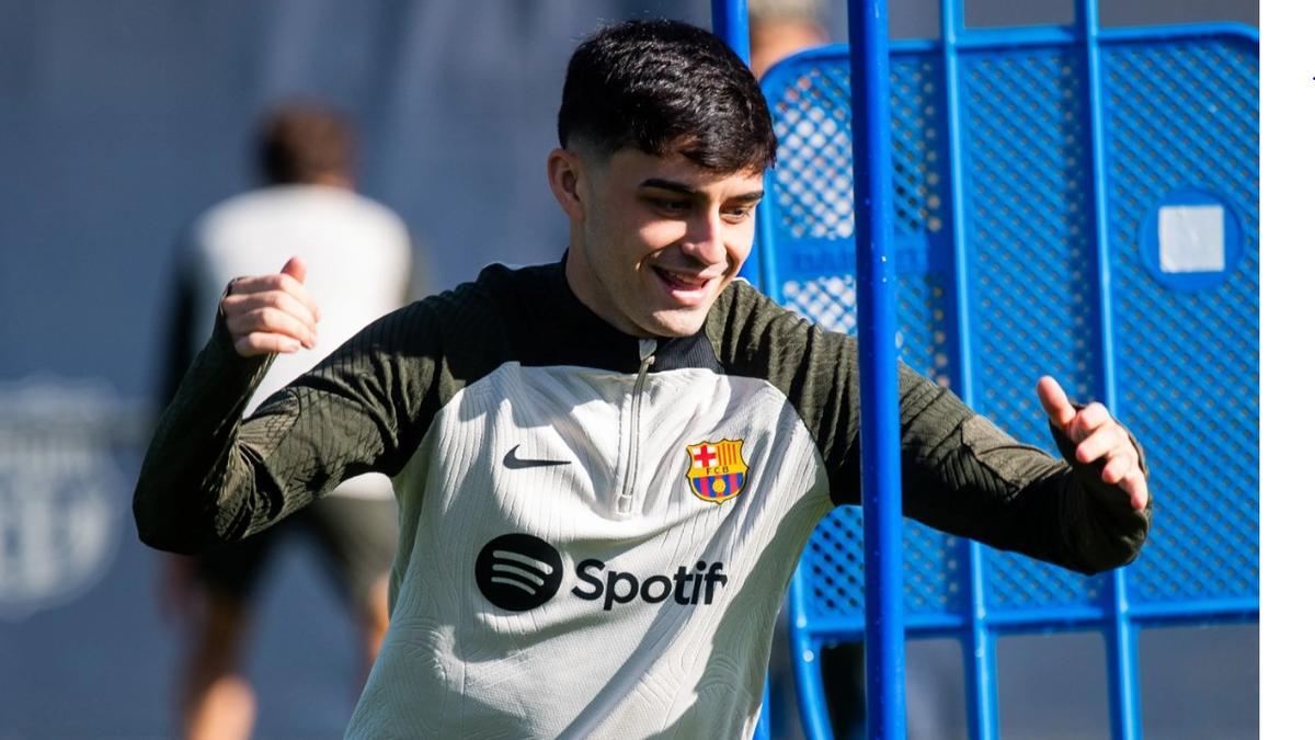 Pedri, en un entrenamiento del Barça en la ciudad deportiva de Sant Joan Despí.