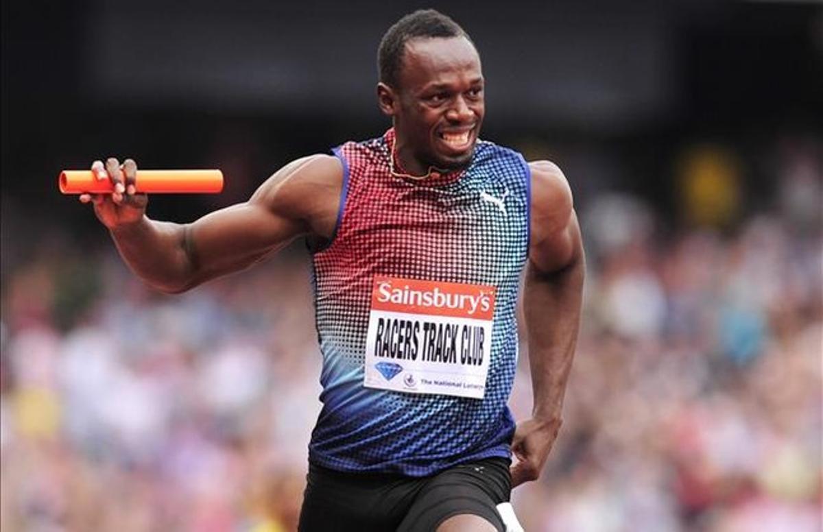 Usain Bolt, en la prova de 4x100, el juliol passat, a Londres. Usain Bolt, en la prova de 4x100, el juliol passat, a Londres.