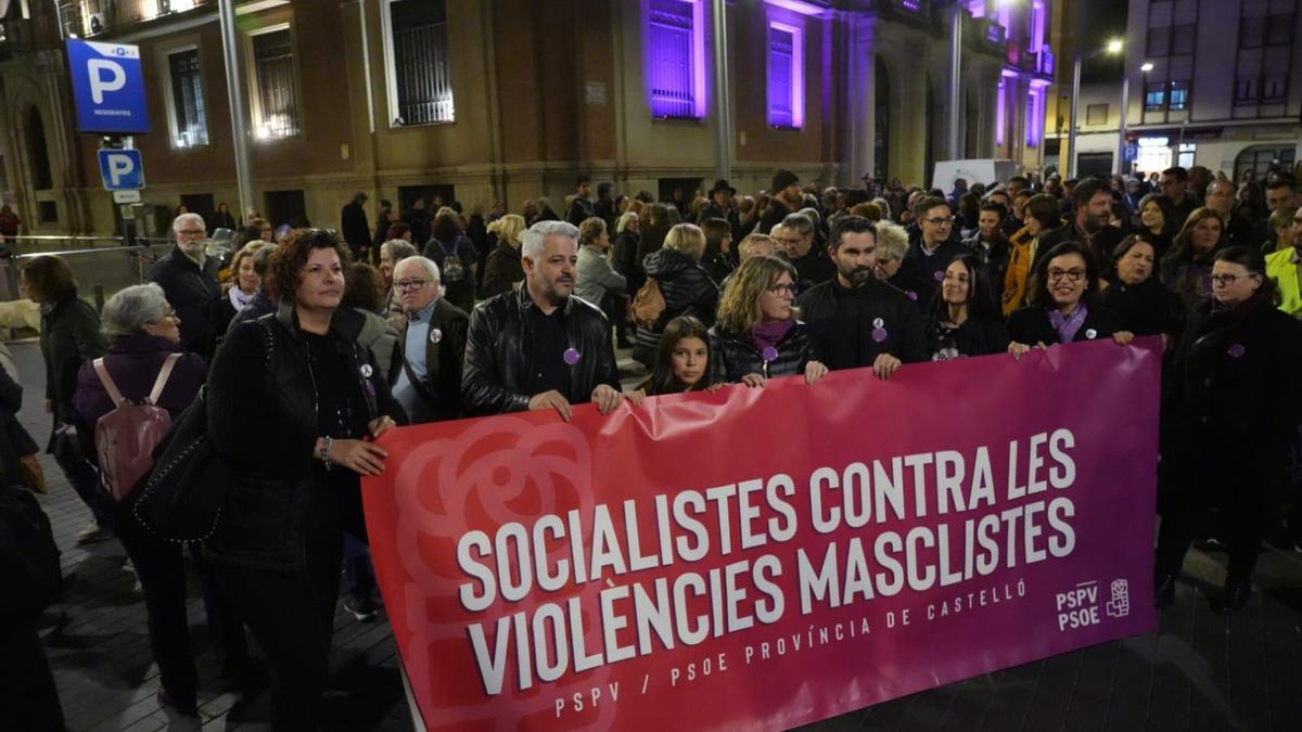 Socialistas en la manifestación del 25-N en Castelló.