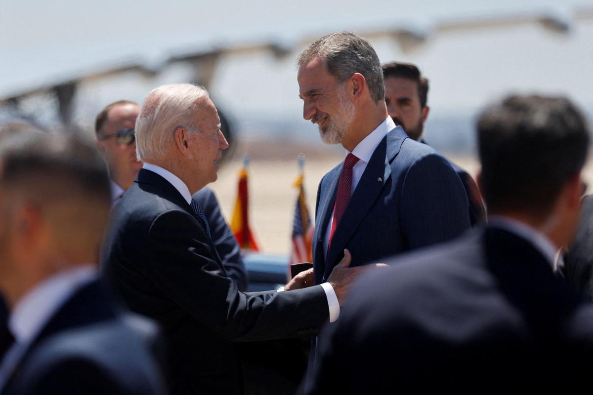U.S. President Joe Biden arrives ahead of a NATO summit in Madrid