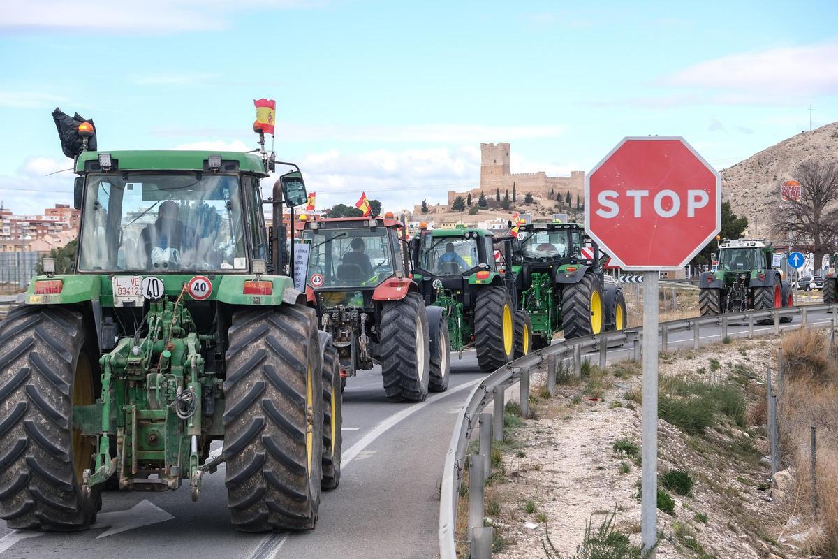 Así ha sido la protesta de agricultores del Alto y Medio Vinalopó en Villena
