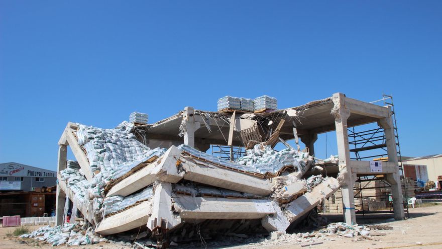 Prueba en Alberic a escala real del nuevo método de control de daños para evitar el colapso total de edificios ideado por la UPV.