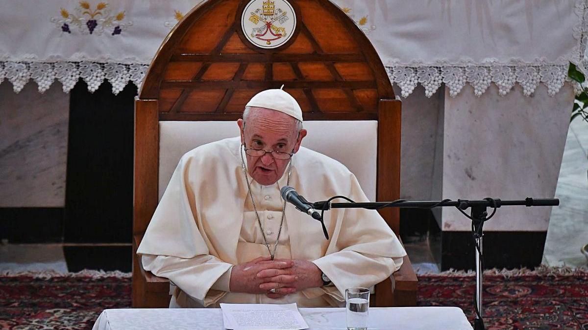 El papa Francesc, en el seu primer acte a l&#039;Iraq.