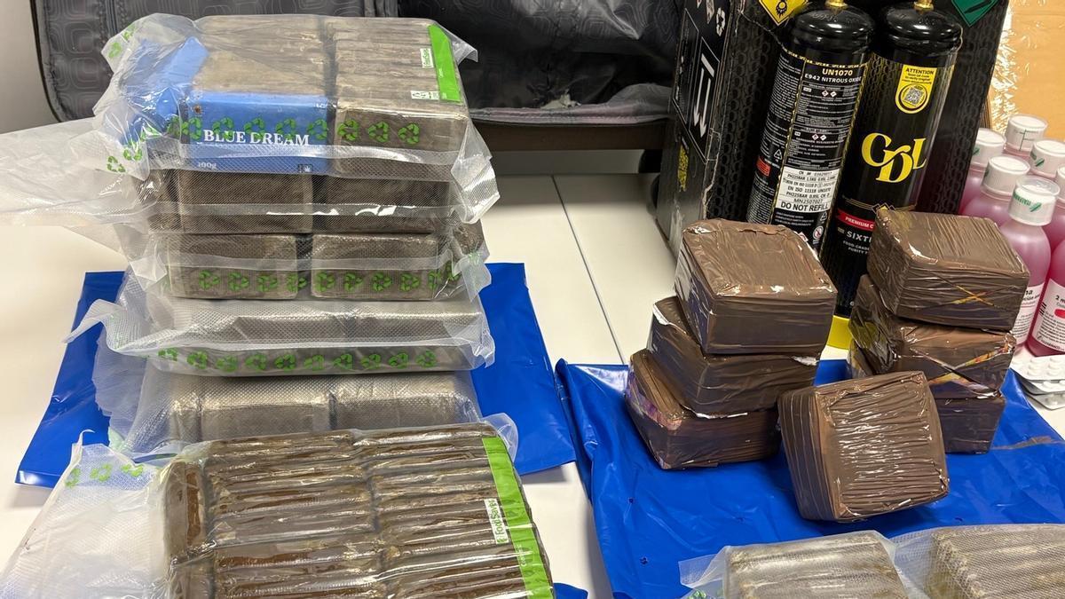 Imagen de las drogas incautadas por los Mossos d'Esquadra en un almacén de Santa Coloma