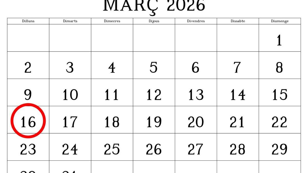 El día 16 de marzo será no lectivo en 2026.