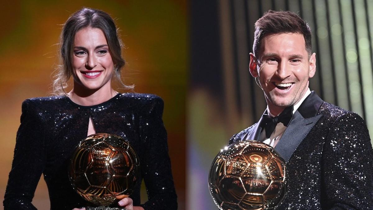 Alexia Putellas y Leo Messi, con sus premios