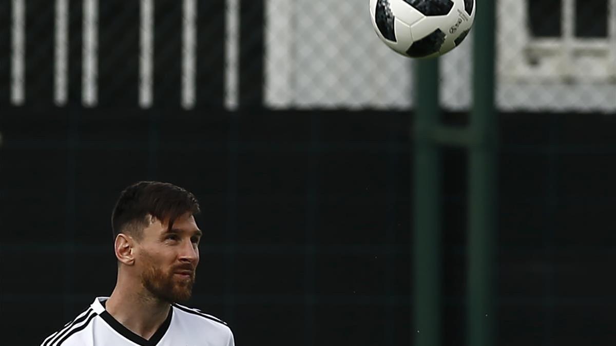 Messi, durante un entrenamiento con Argentina en Sant Joan Despí.