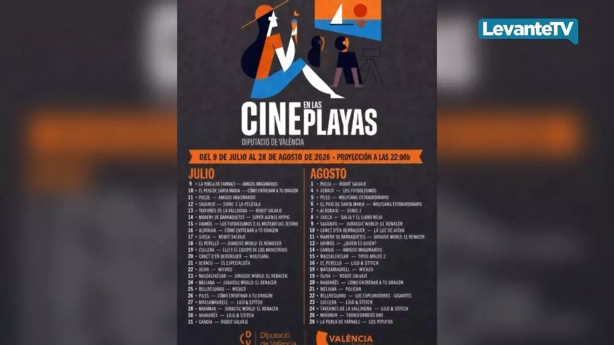 Cine gratis en las playas de estos municipios de la provincia de Valencia: fechas y películas