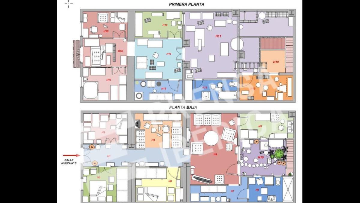 Croquis de la vivienda de los acusados incluido en el acta de inspección de la Guardia Civil.