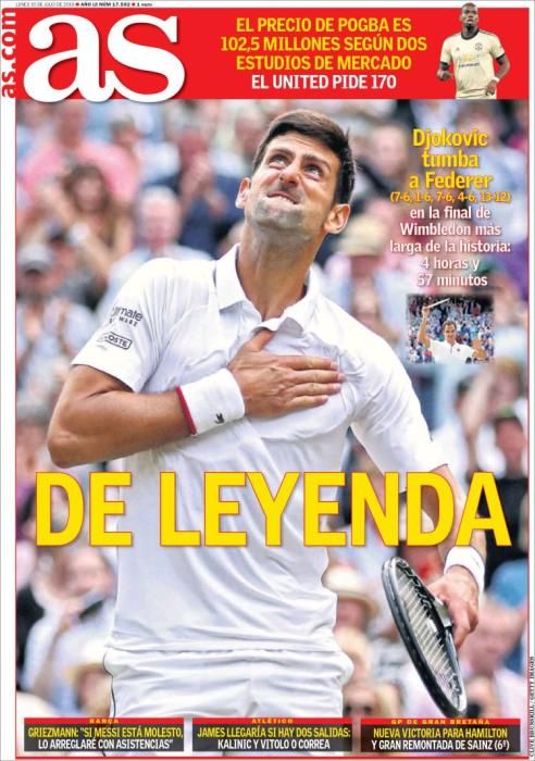 Portada AS lunes 15 de julio de 2019