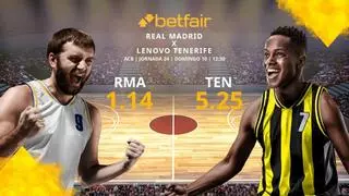 Real Madrid Baloncesto vs. Lenovo Tenerife: horario, TV, estadísticas, clasificación y pronósticos