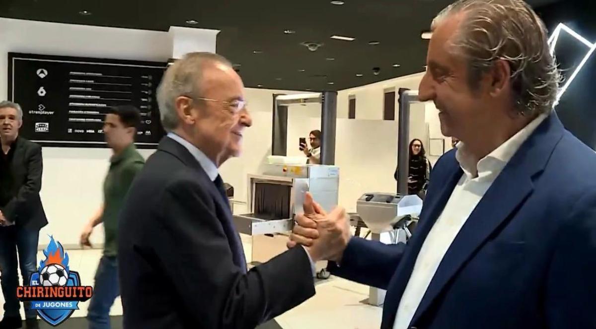Florentino Pérez y Josep Pedrerol brindaron, anoche, en La Sexta.