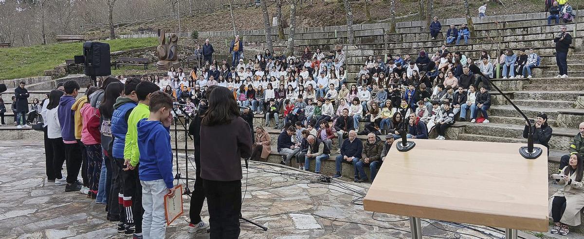 A actuación dun dos centros do Carballiño na Insua do Poetas, en fronte do resto de colexios. | D. ALJÁN