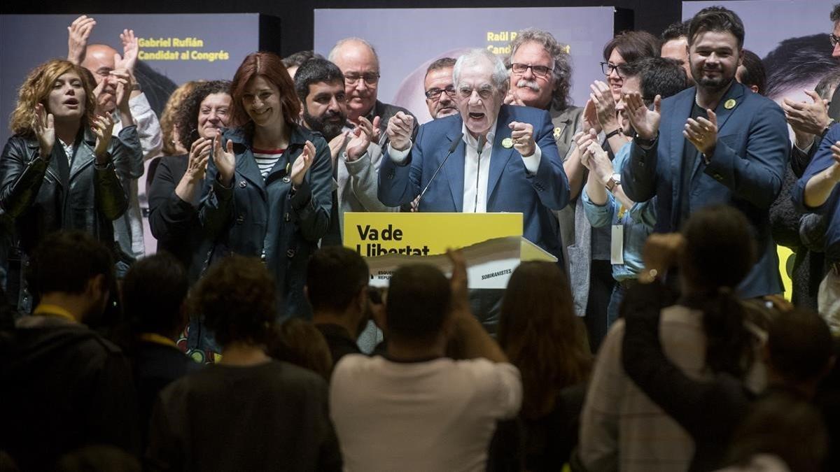 Celebración de la victoria en las generales en la sede de ERC