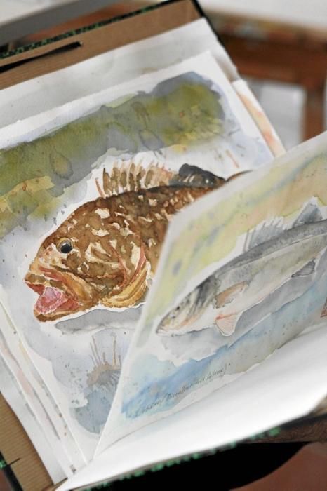 Der Künstler Jaume Salvadiego präsentiert in einem Workshop die japanische Fisch-Druck-Technik Gyotaku. Ein Blick in sein Atelier.