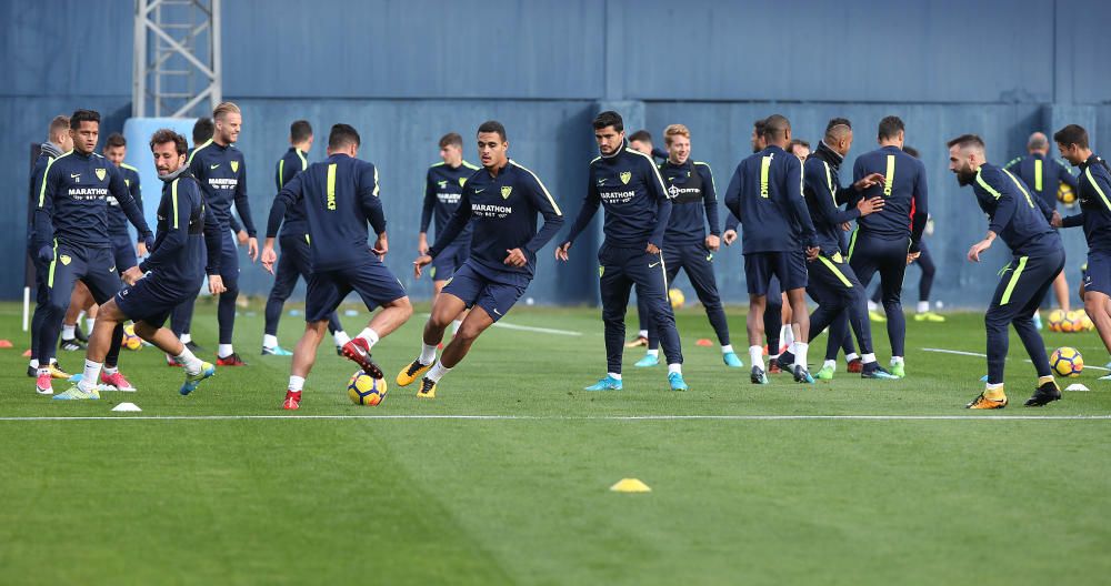 Entrenamiento del Málaga CF en la previa del Málaga CF-Levante UD