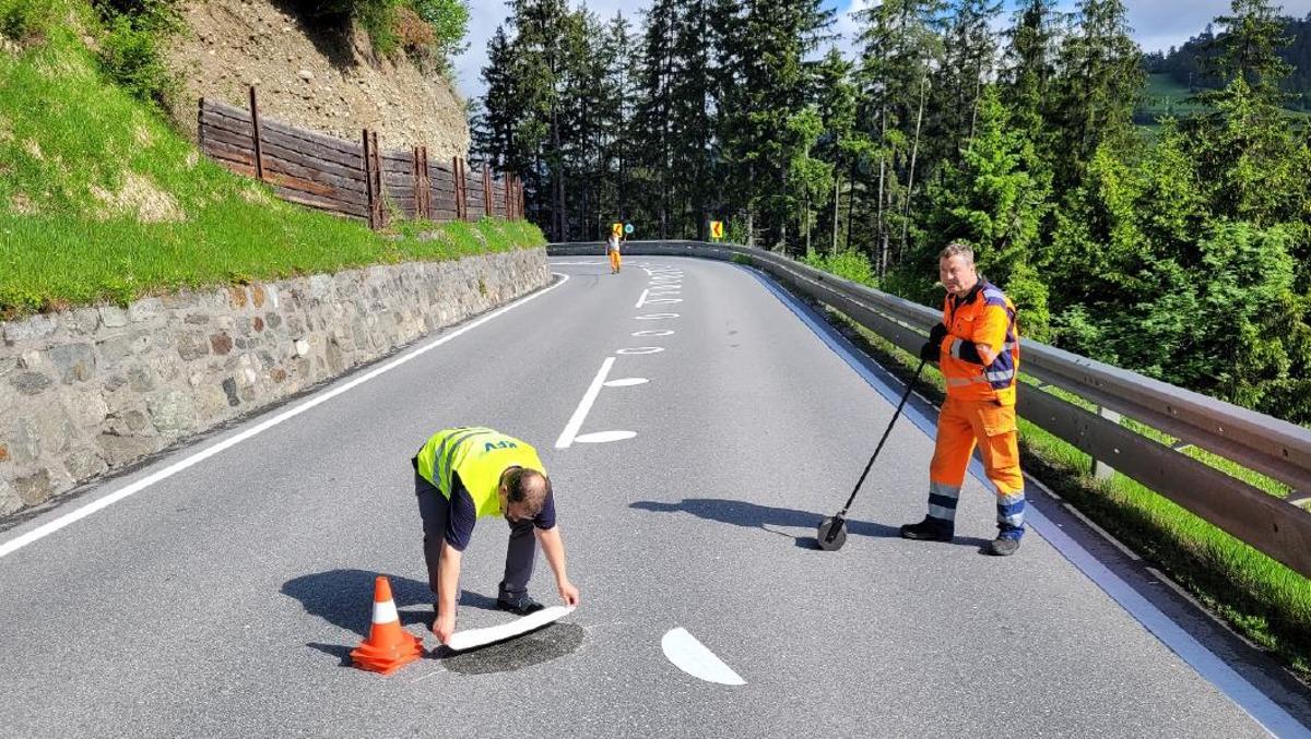 Imagen de las obras para mejorar el trazado en la N-240
