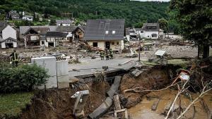 La población alemana de Schuld, en el distrito de Ahreweiler, gravemente dañada tras las fuertes lluvias y las inundaciones.