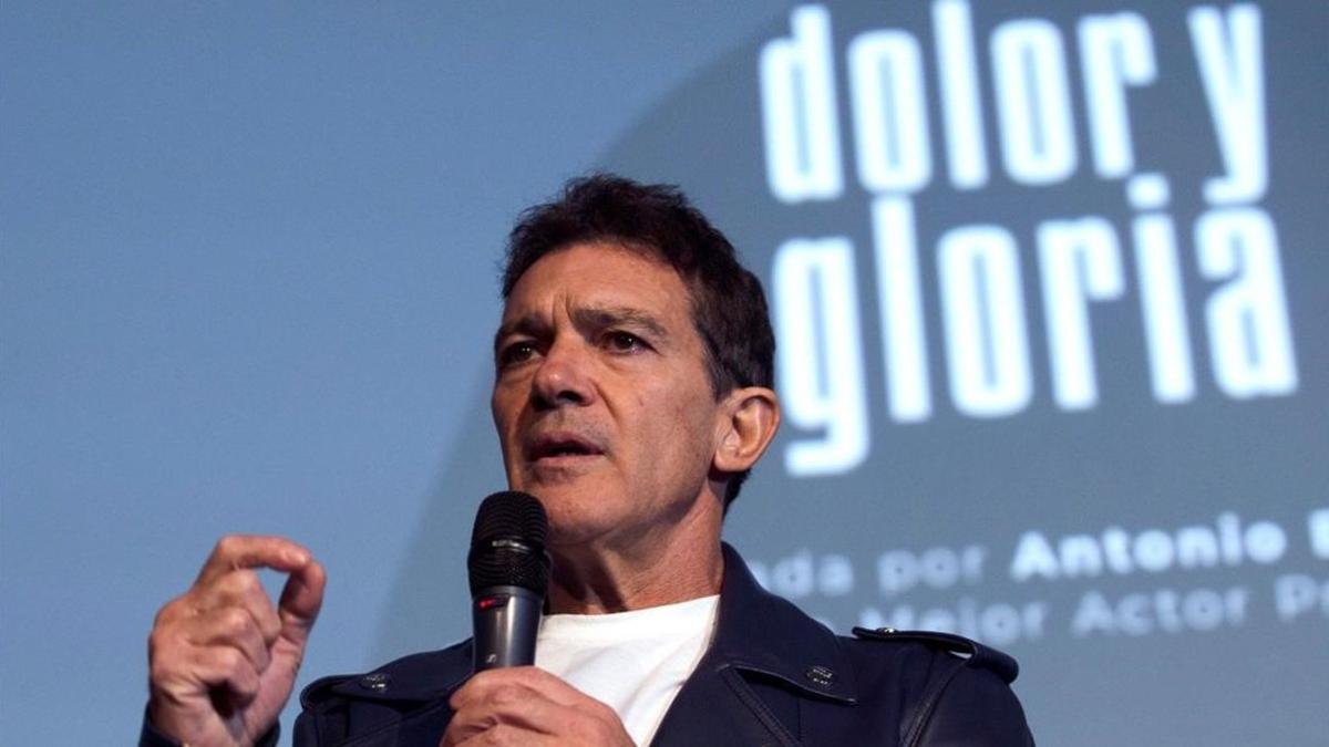 Antonio Banderas en la presentación de Dolor y Gloria.
