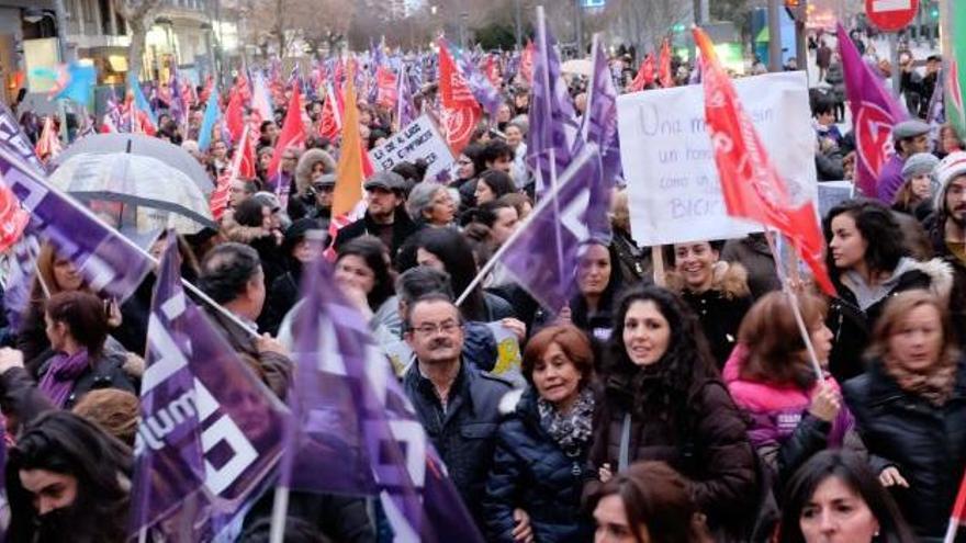 Sindicatos asistentes a la manifestación del 8 de marzo del pasado año.