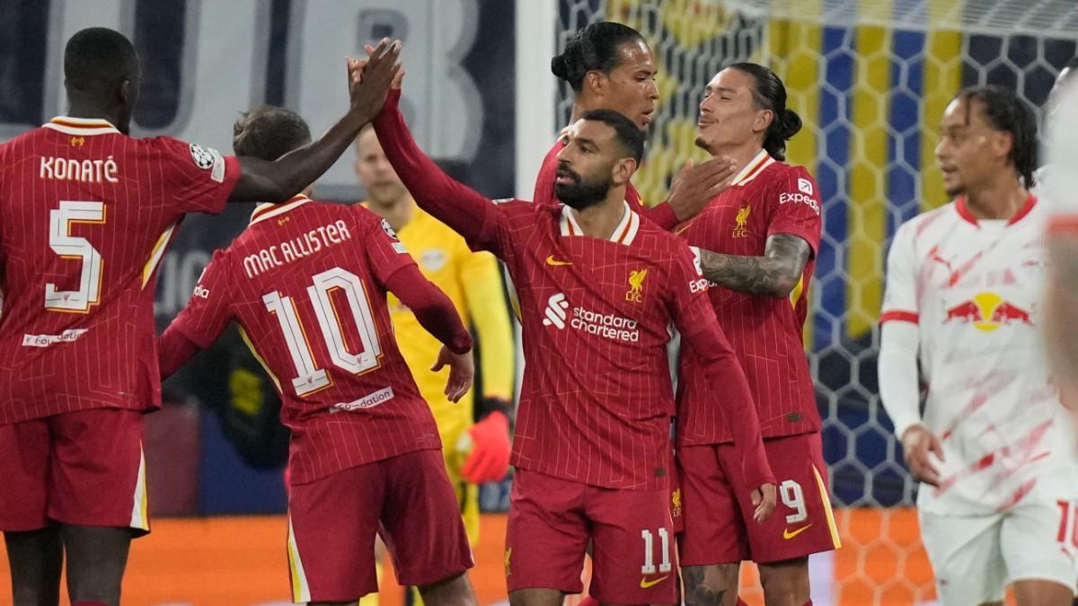 El Liverpool celebra el gol de la victoria ante el RB Leipzig en la anterior jornada de Champions
