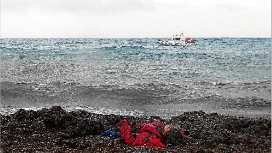 Cadàver d&#039;un menor immigrant que viatjava en una de les embarcacions naufragades a Turquia.