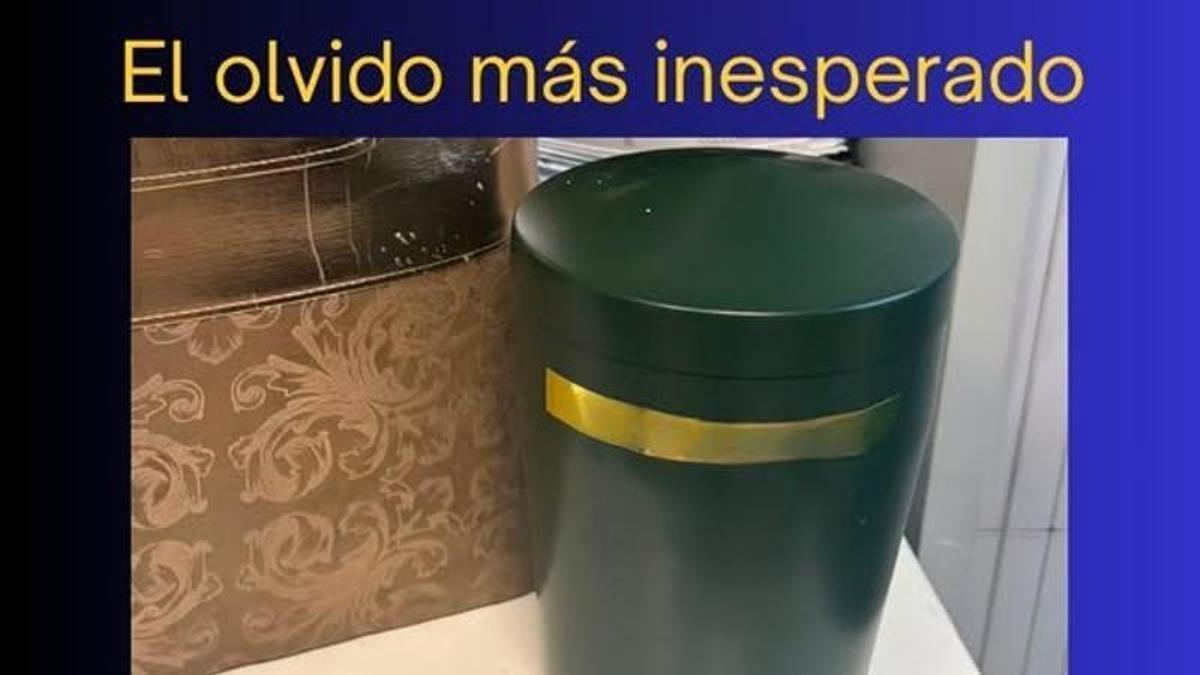 Imagen de la urna funeraria hallada en un supermercado.